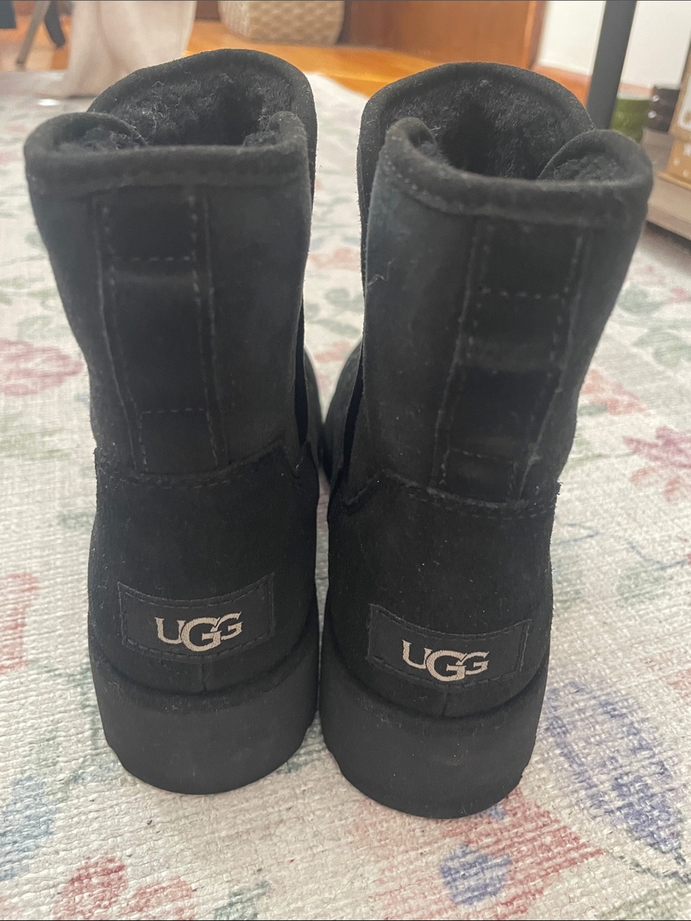 UGG Black Short Suede Boots with wedge
